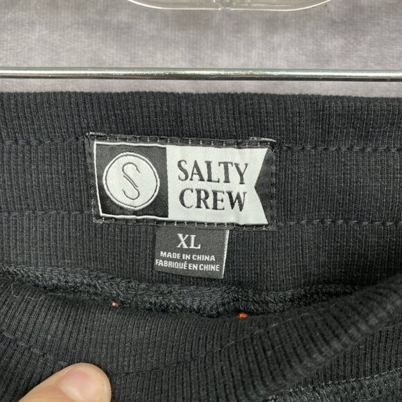 Salty Crew Fleece Joggers Sweatpants Mens XL Black Zip Pocket Drawstring - Picture 7 of 14